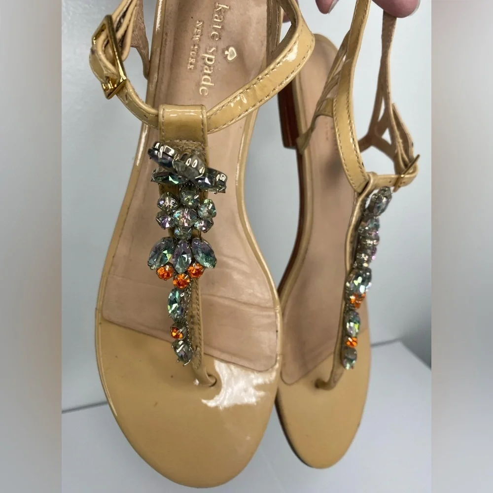 Kate Spade Tan Jeweled Embellished Sandals